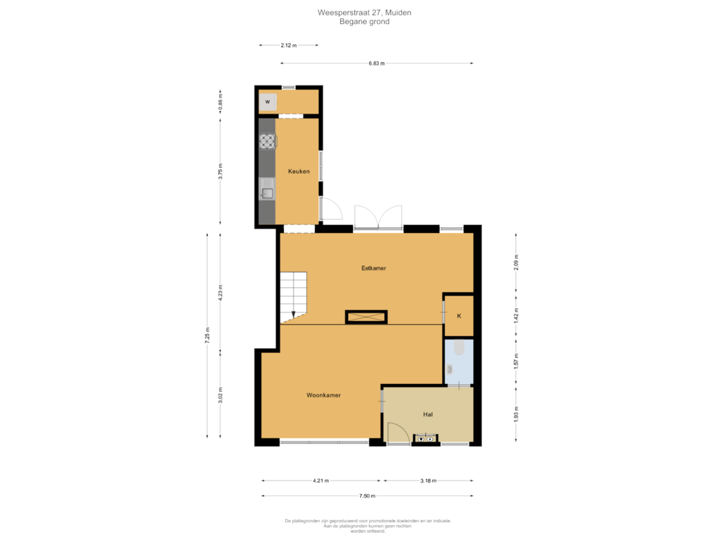 View floorplan of Begane grond of Weesperstraat 27