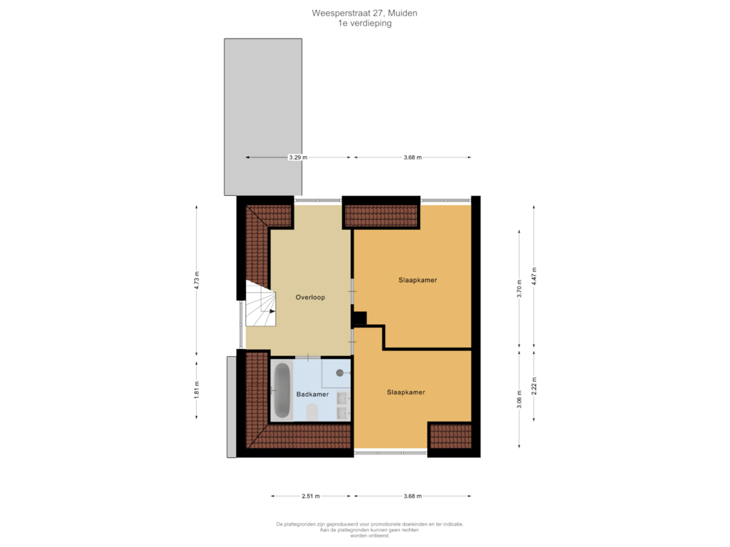 View floorplan of 1e verdieping of Weesperstraat 27