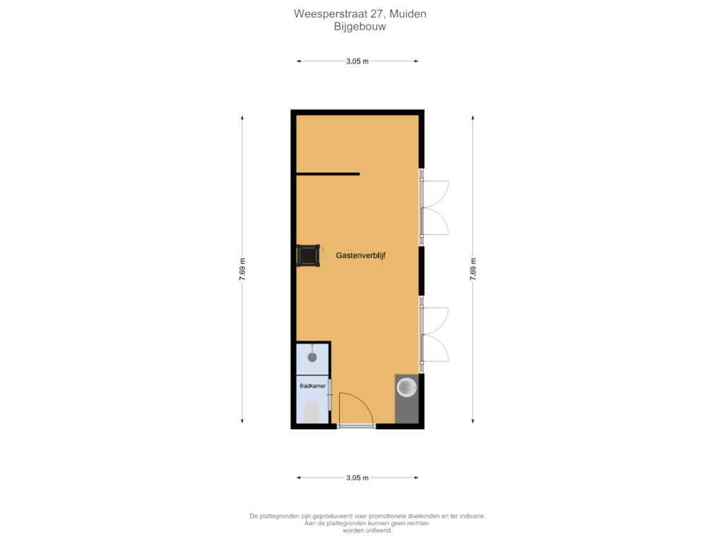 View floorplan of Bijgebouw of Weesperstraat 27