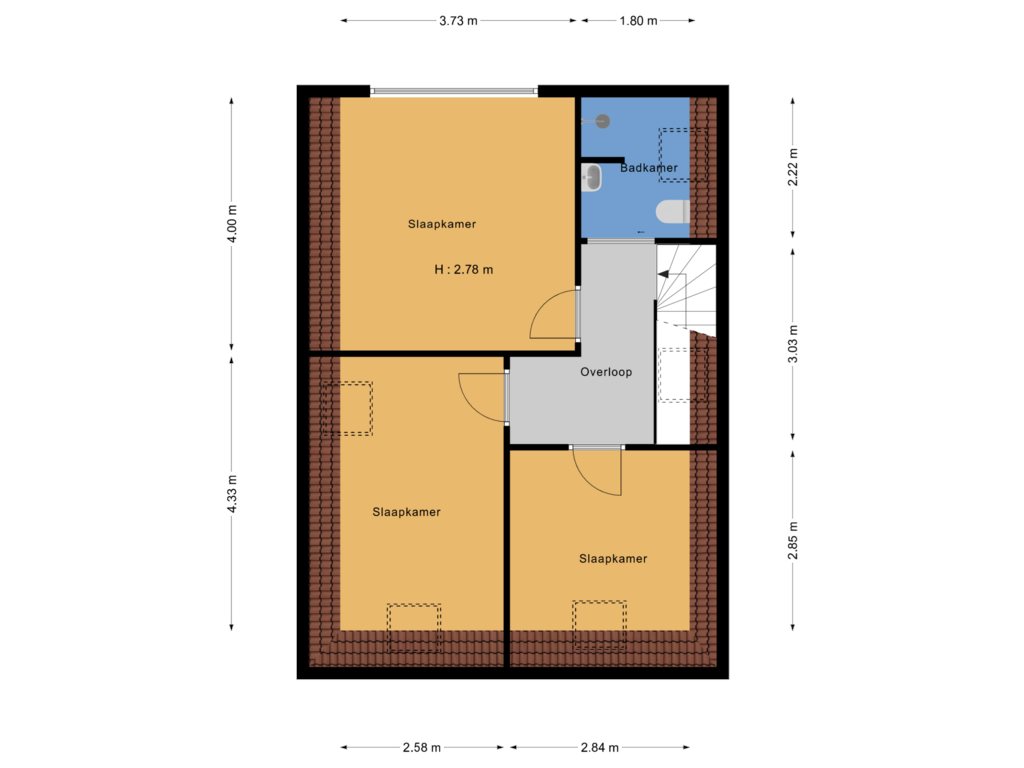 View floorplan of Tweede verdieping of Zeestraat 97