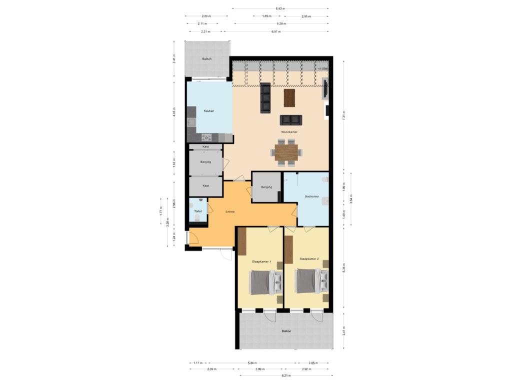 View floorplan of Appartement of Hoofdstraat 16-B