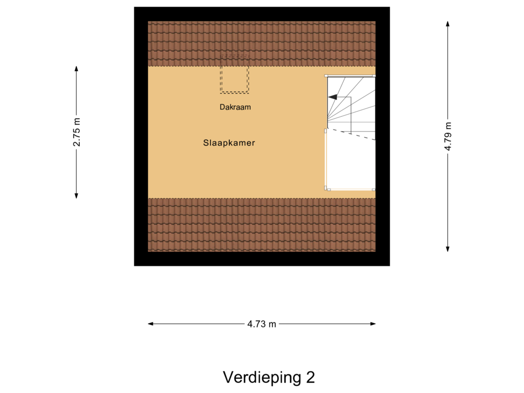 View floorplan of Verdieping 2 of Vijhestraat 1-H