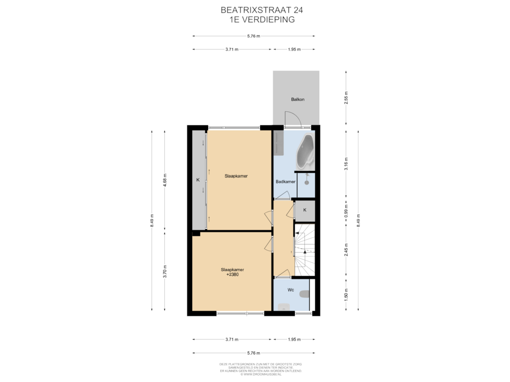 Bekijk plattegrond van 1E Verdieping van Beatrixstraat 24