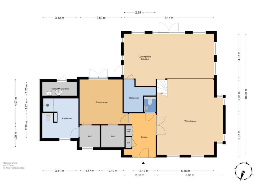 Bekijk plattegrond van Begane grond van Bovenmeerweg 1