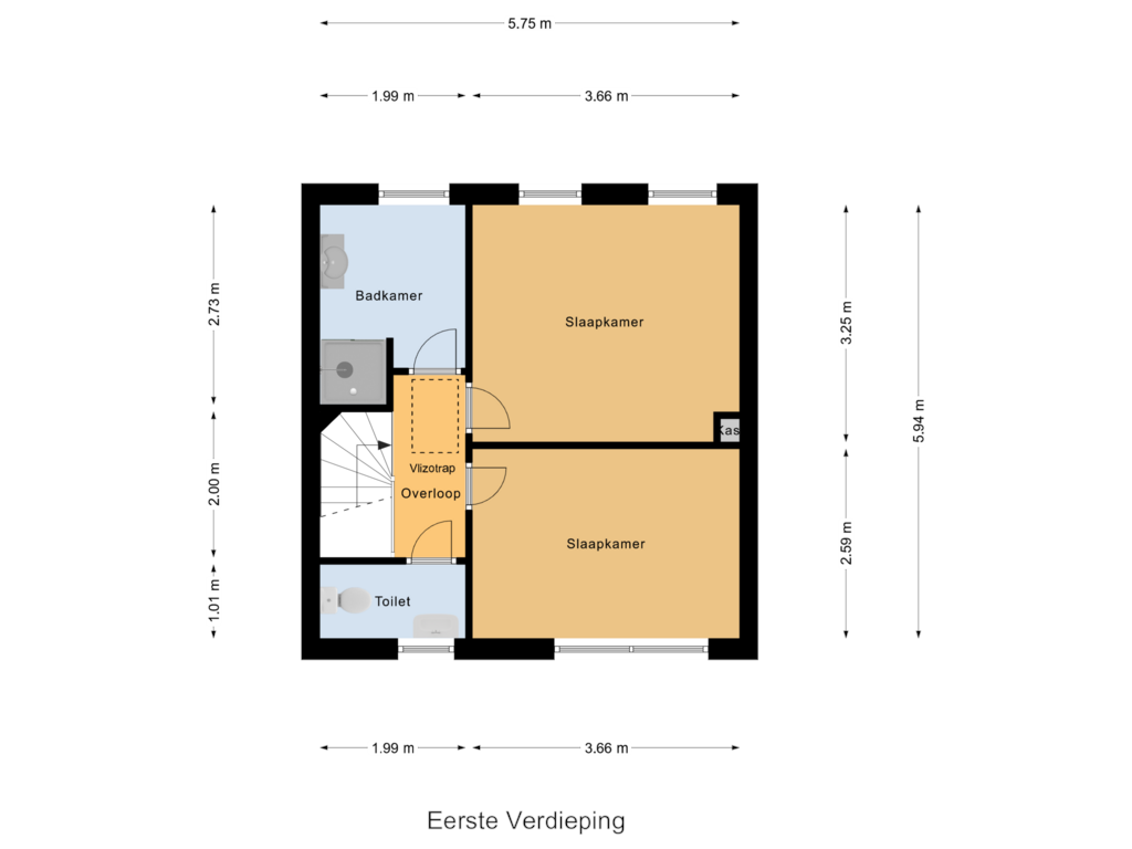 Bekijk plattegrond van Eerste Verdieping van Van Bredastraat 23