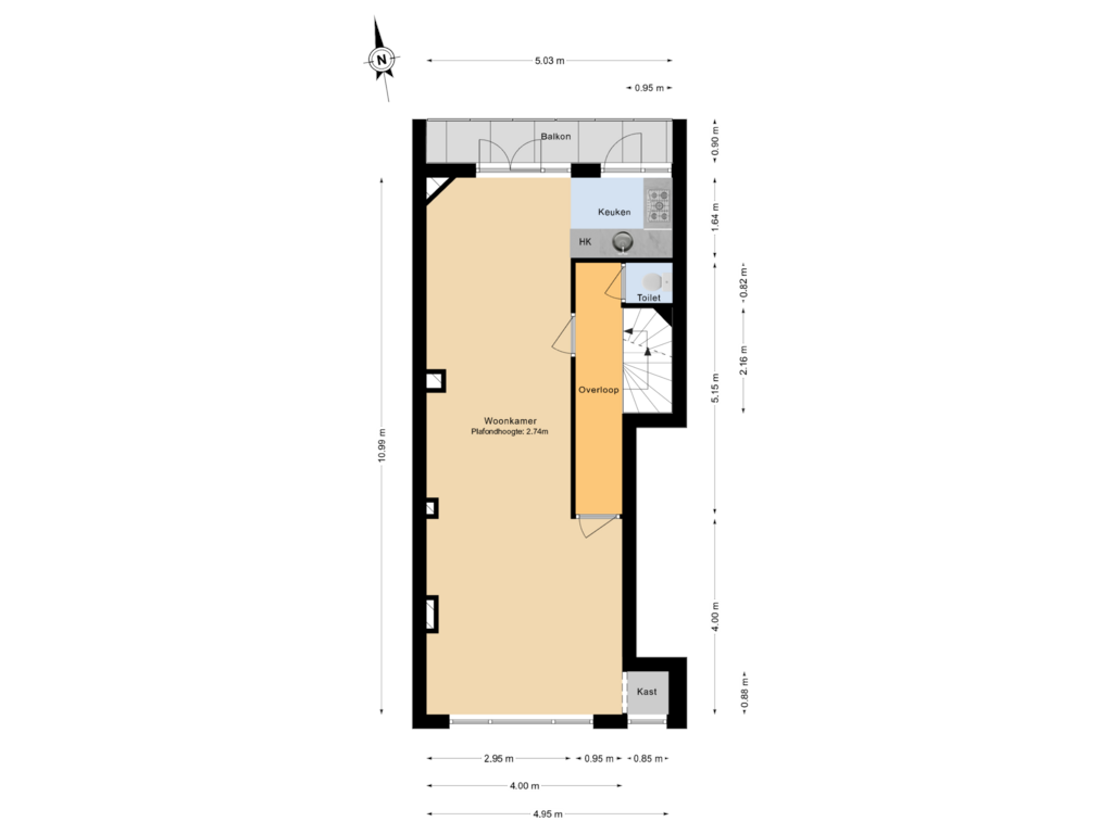 Bekijk plattegrond van 2e verdieping van Röntgenstraat 14-C