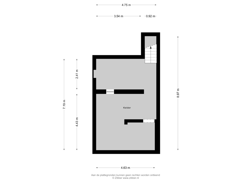 Bekijk plattegrond van Kelder van Kruisstraat 24