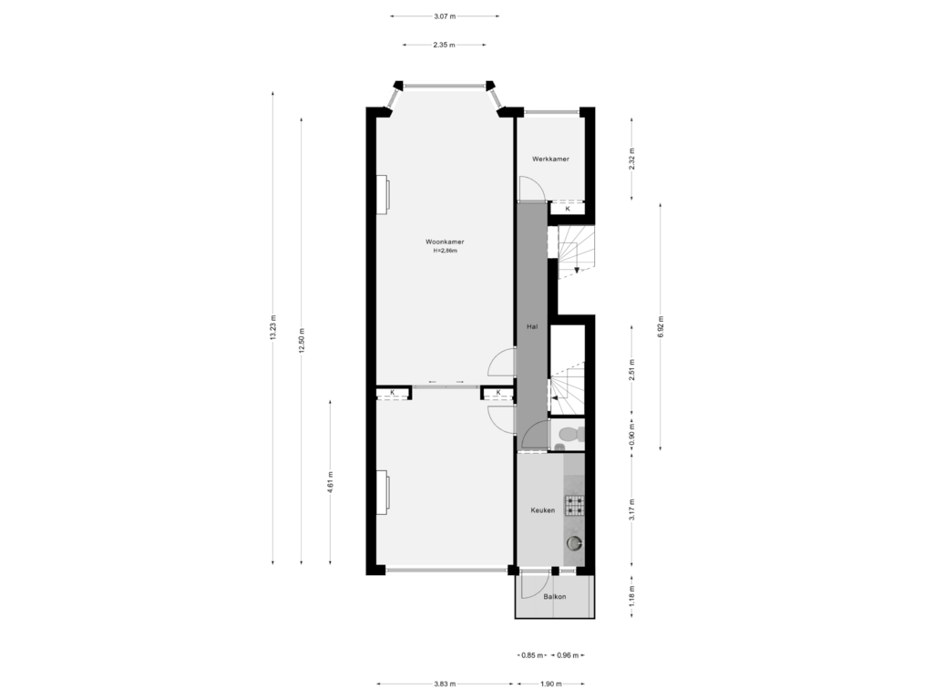 Bekijk plattegrond van 2e Verdieping van Honingerdijk 39-B02