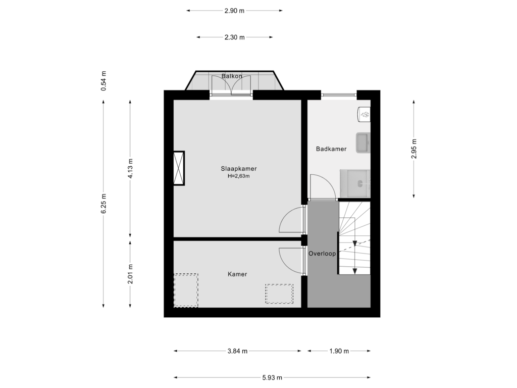 Bekijk plattegrond van 3e Verdieping van Honingerdijk 39-B02