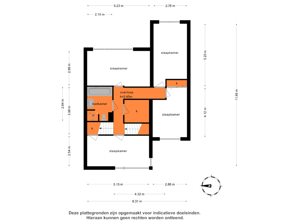 Bekijk plattegrond van 1e verdieping van Noordeinde 4