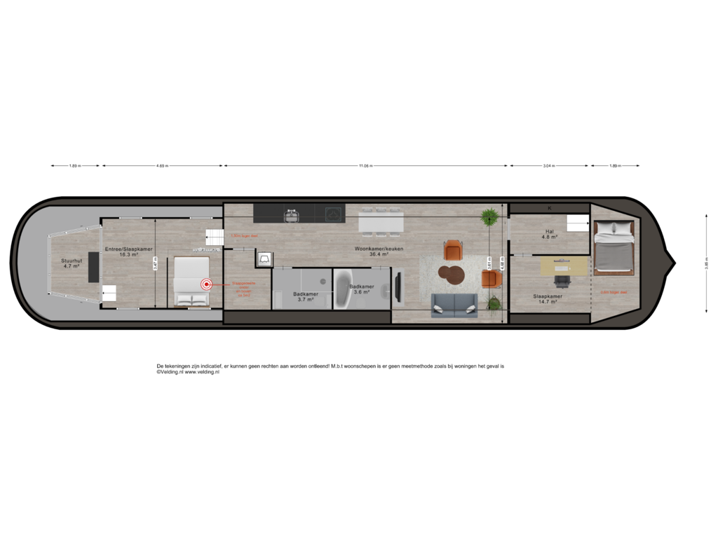 View floorplan of Woonlaag 1 of Schuttevaerkade 7