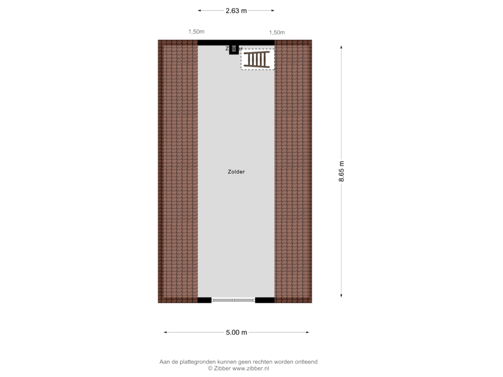 Bekijk plattegrond van Gastenverblijf zolder van Mennonietenkerkstraat 6