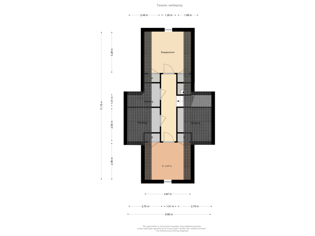 Bekijk plattegrond van Tweede verdieping van Lierderstraat 65