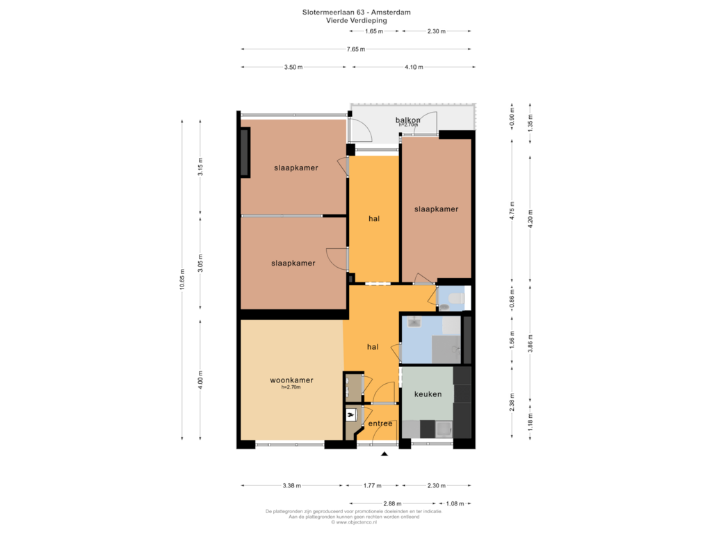 View floorplan of VIERDE VERDIEPING of Slotermeerlaan 63