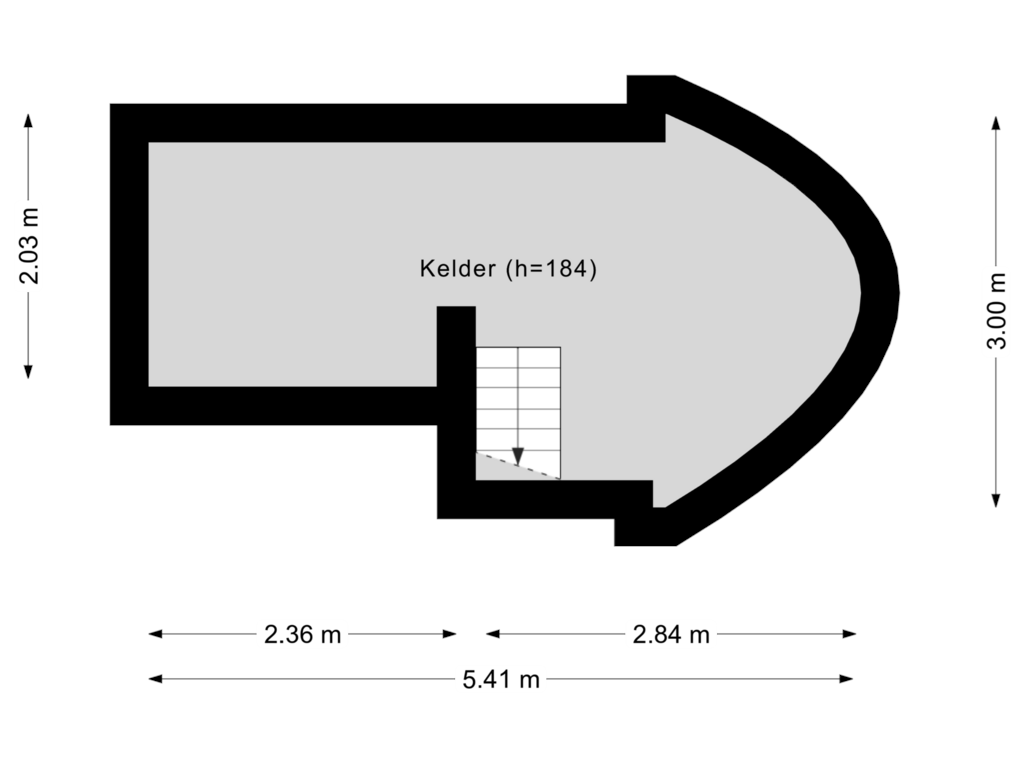 Bekijk plattegrond van Kelder van Bovenweg 6