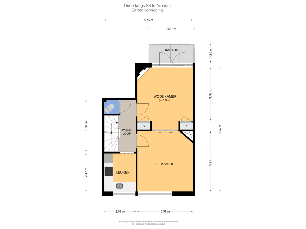 View floorplan of Eerste verdieping of Onderlangs 5-B