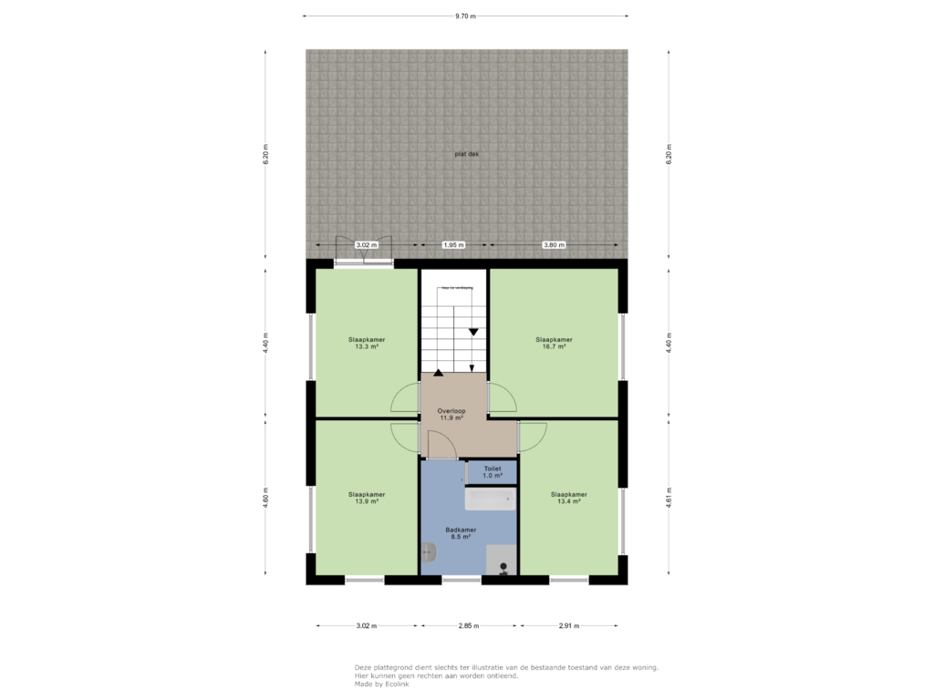 Bekijk plattegrond van 1e verdieping van Geverikerstraat 42