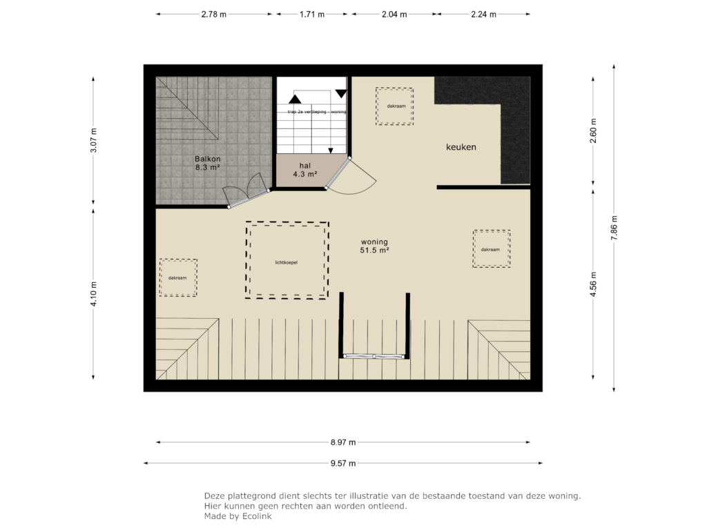 Bekijk plattegrond van zolder van Geverikerstraat 42