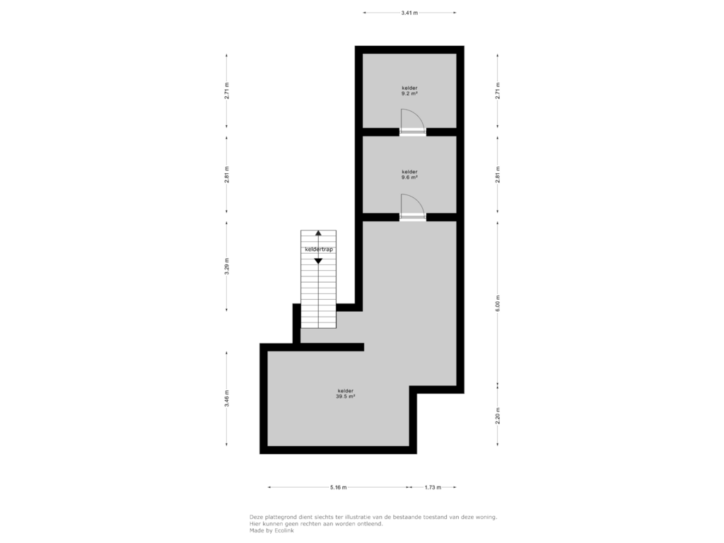 Bekijk plattegrond van kelder van Geverikerstraat 42