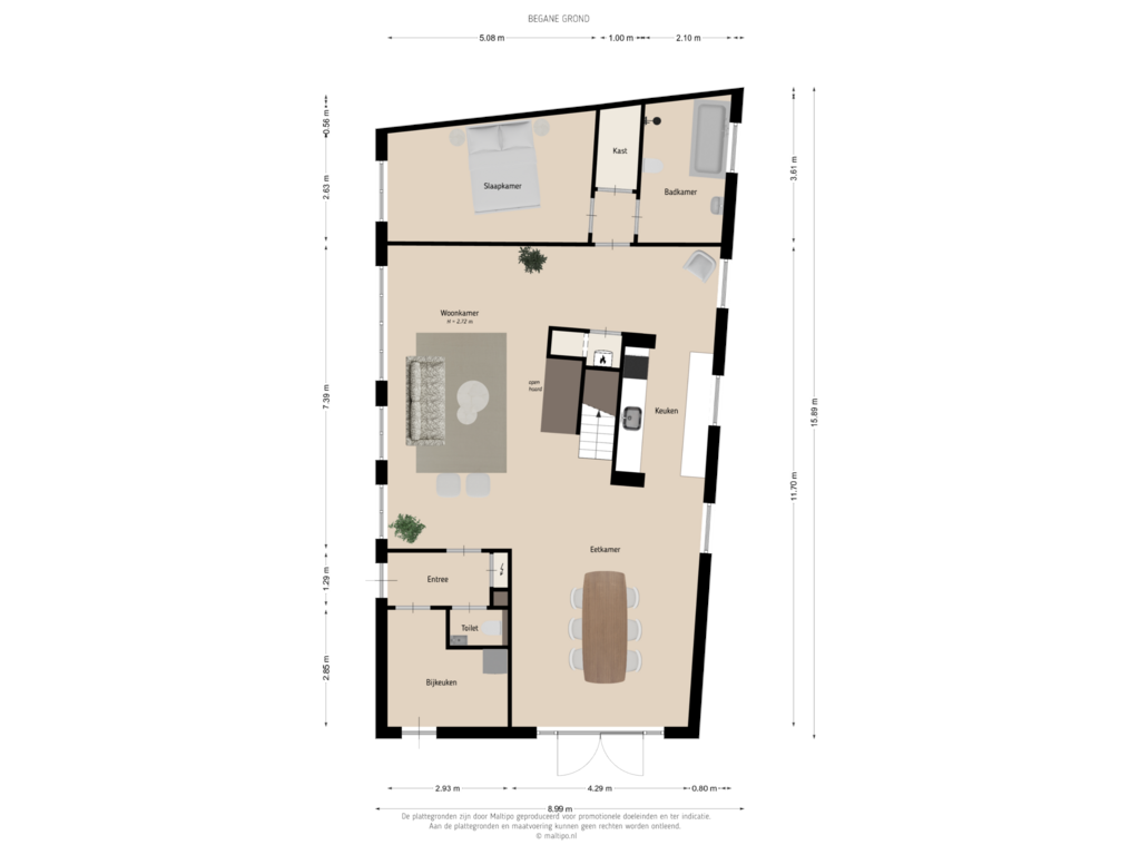 Bekijk plattegrond van Begane grond van Oenselsestraat 27-C