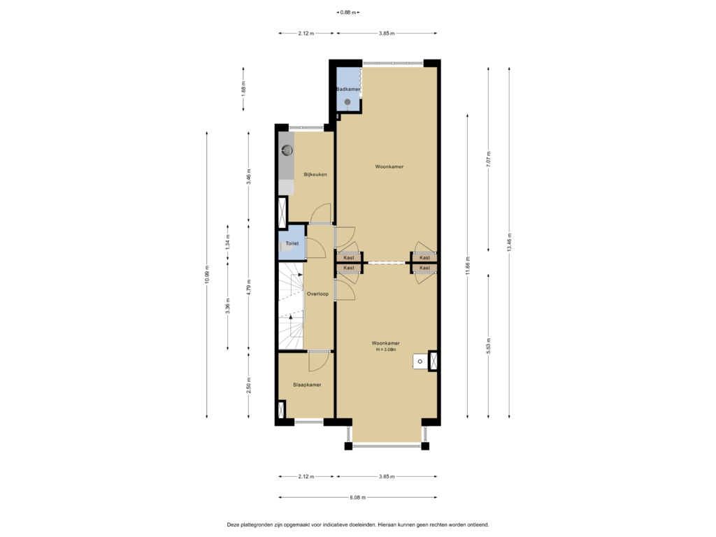 Bekijk plattegrond van 1e verdieping van Weteringkade 17-A