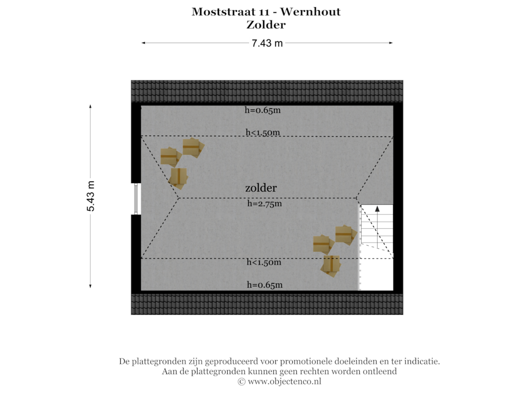 View floorplan of Zolder of Moststraat 11