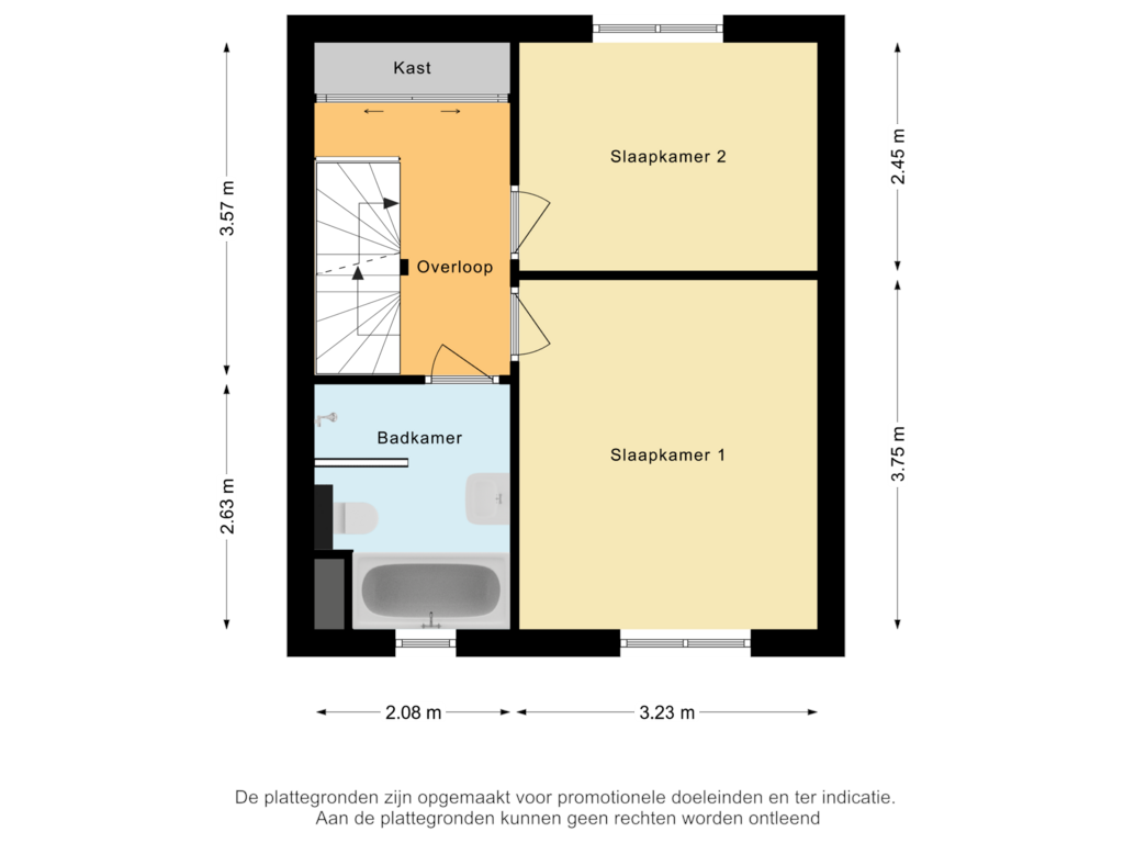 View floorplan of Tweede Verdieping of Verhulststraat 76