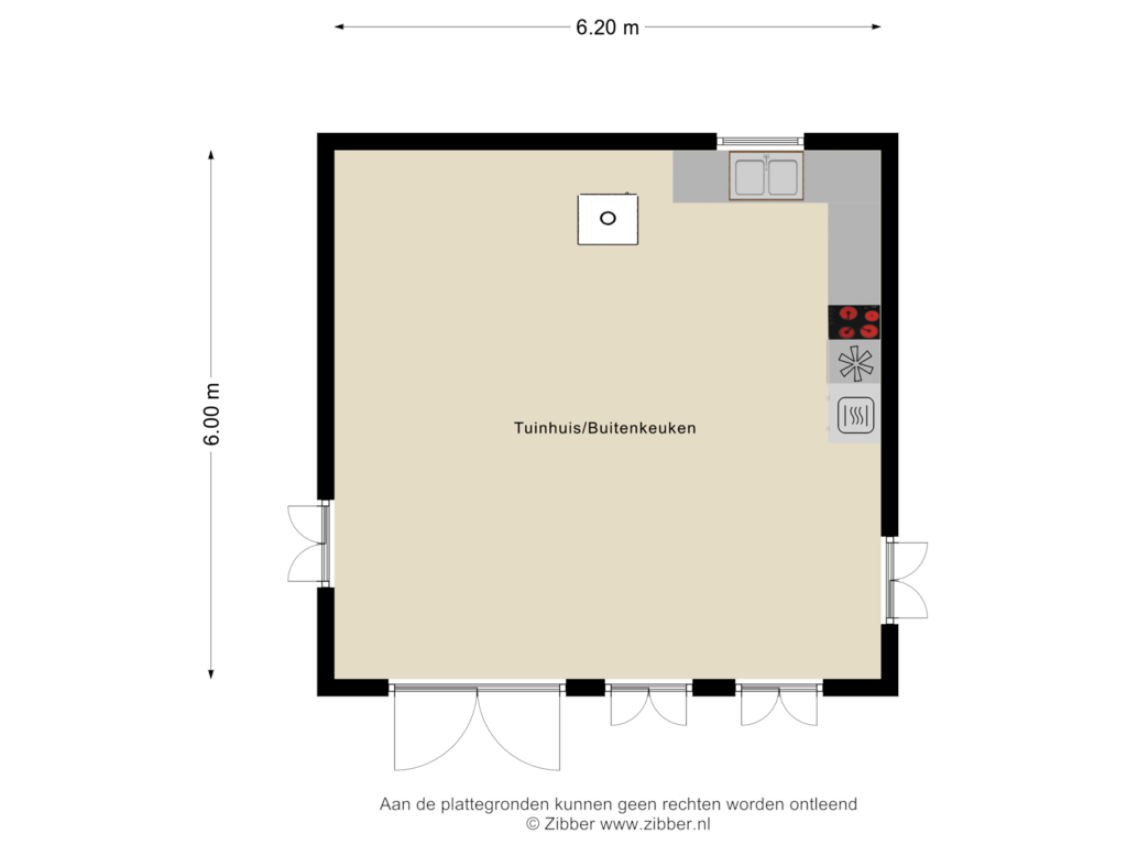 Bekijk plattegrond van Tuinhuis/Buitenkeuken van Buizerdweg 31