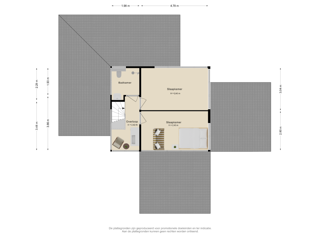 Bekijk plattegrond van 2e Verdieping van Prins Hendrikweg 35