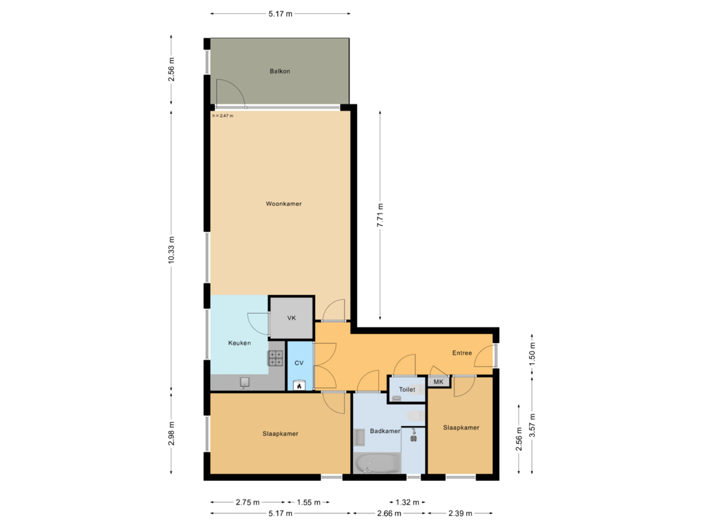 Bekijk plattegrond van Appartement van Handelsstraat 27