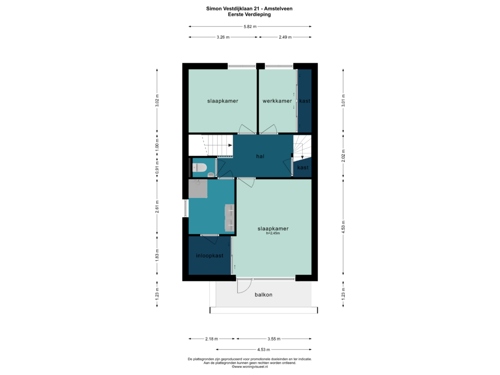 Bekijk plattegrond van EERSTE VERDIEPING van Simon Vestdijklaan 21