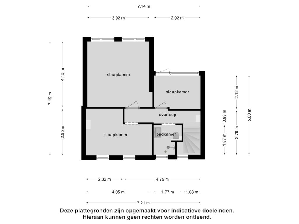 View floorplan of 1e verdieping of Polenstraat 18