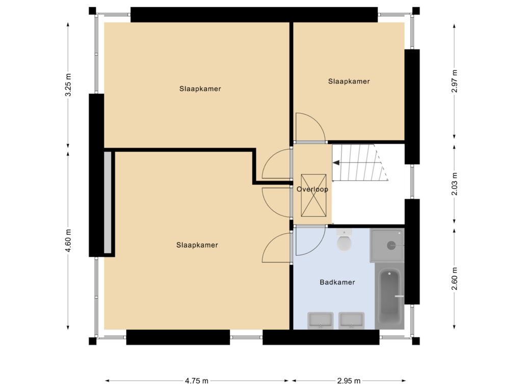 View floorplan of 1e Verdieping of Valgaten 23