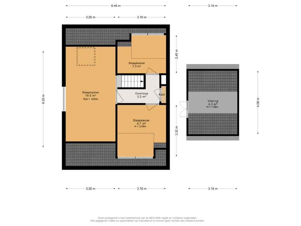 View floorplan of 2e verdieping of Oosteinde 194