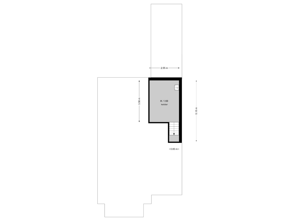 Bekijk plattegrond van kelder van Huizerweg 79