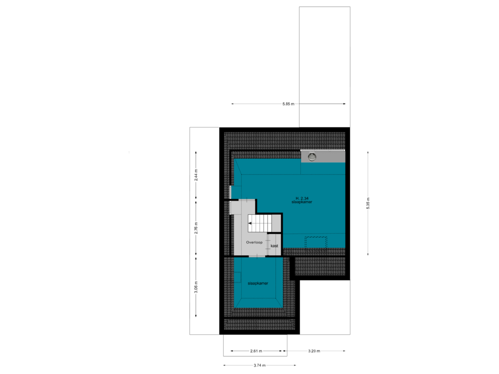 Bekijk plattegrond van 2de verdieping van Huizerweg 79