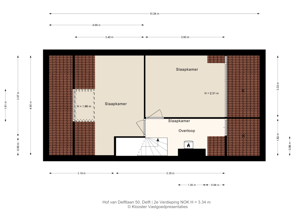 View floorplan of 2e Verdieping of Hof van Delftlaan 50