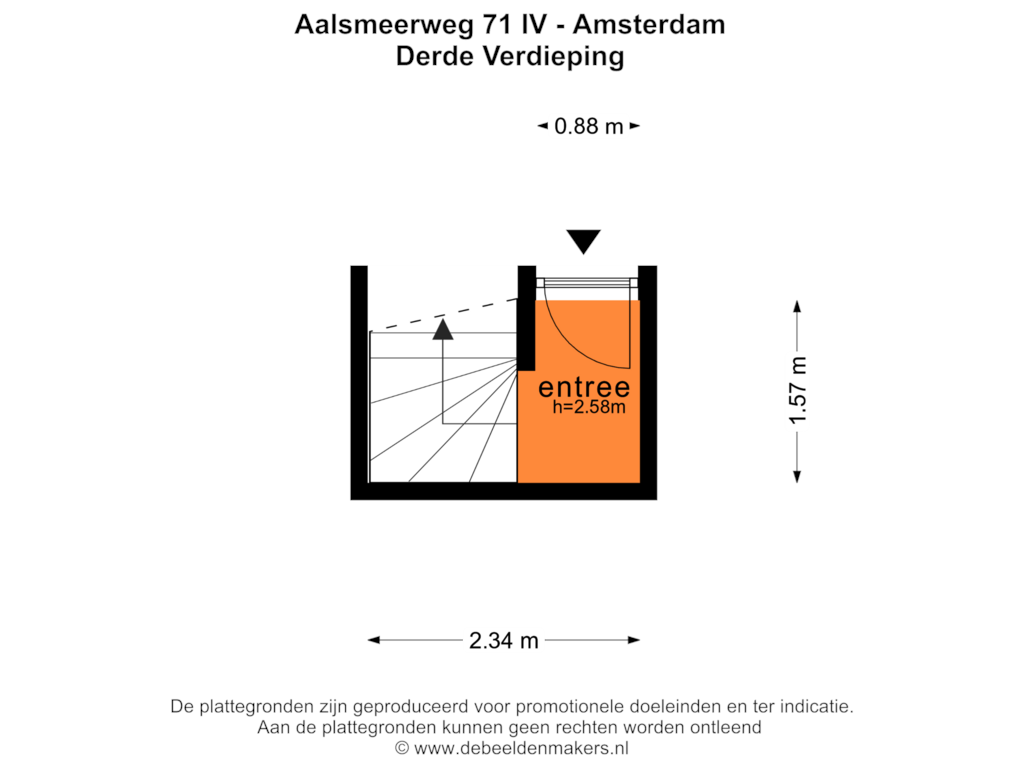 Bekijk plattegrond van DERDE VERDIEPING van Aalsmeerweg 71-4