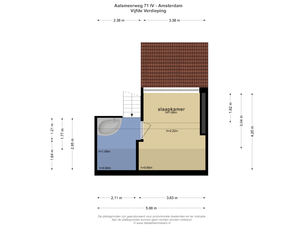 Bekijk plattegrond van VIJFDE VERDIEPING van Aalsmeerweg 71-4