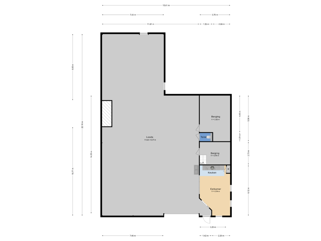 Bekijk plattegrond van Loods Begane Grond van 2e Tochtweg 60