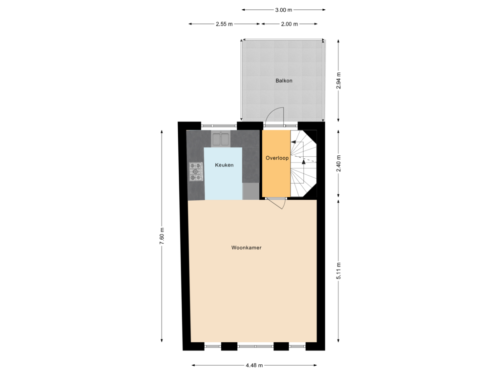 View floorplan of Eerste Verdieping of Zeemansstraat 13