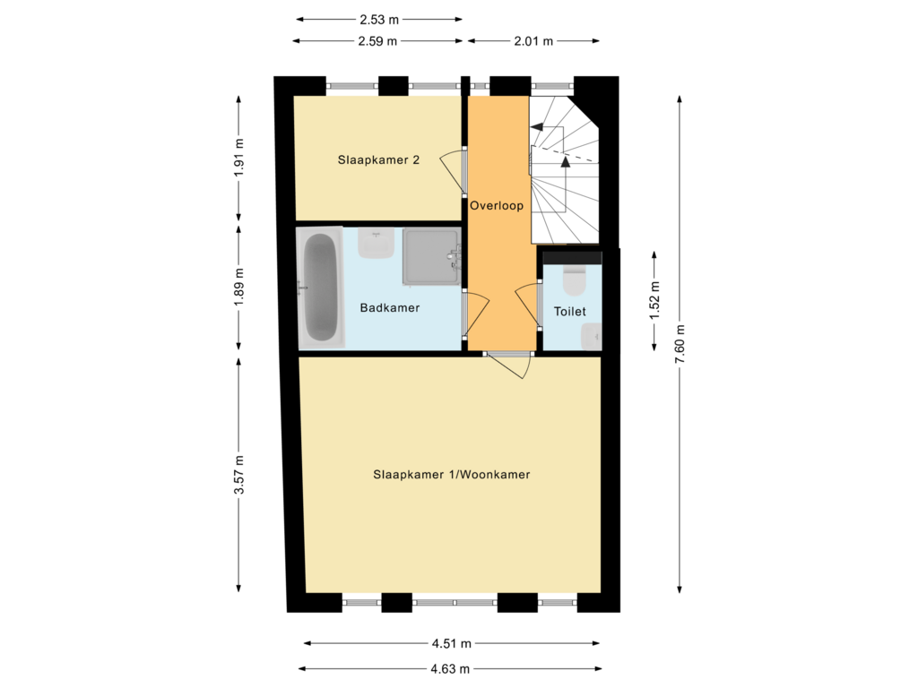 View floorplan of Tweede Verdieping of Zeemansstraat 13