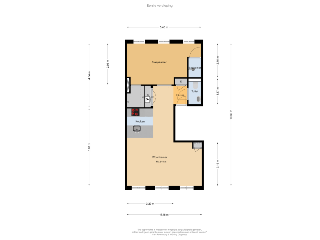 Bekijk plattegrond van Eerste verdieping van Tweede Anjeliersdwarsstraat 14-B