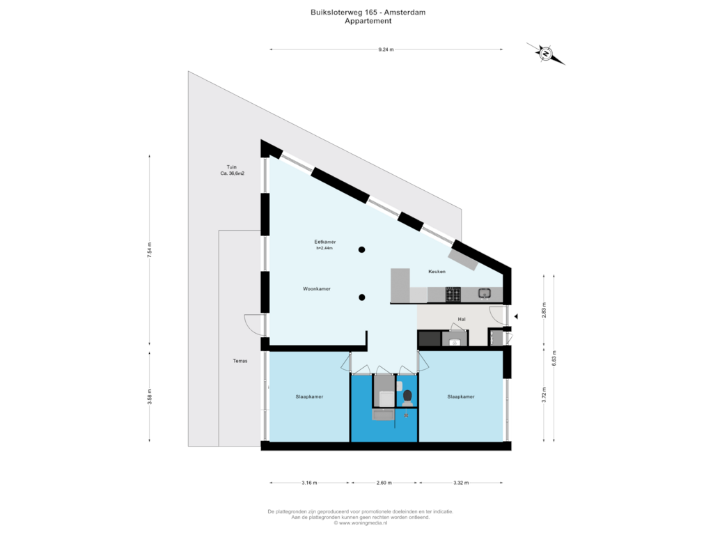 View floorplan of Appartement of Buiksloterweg 165