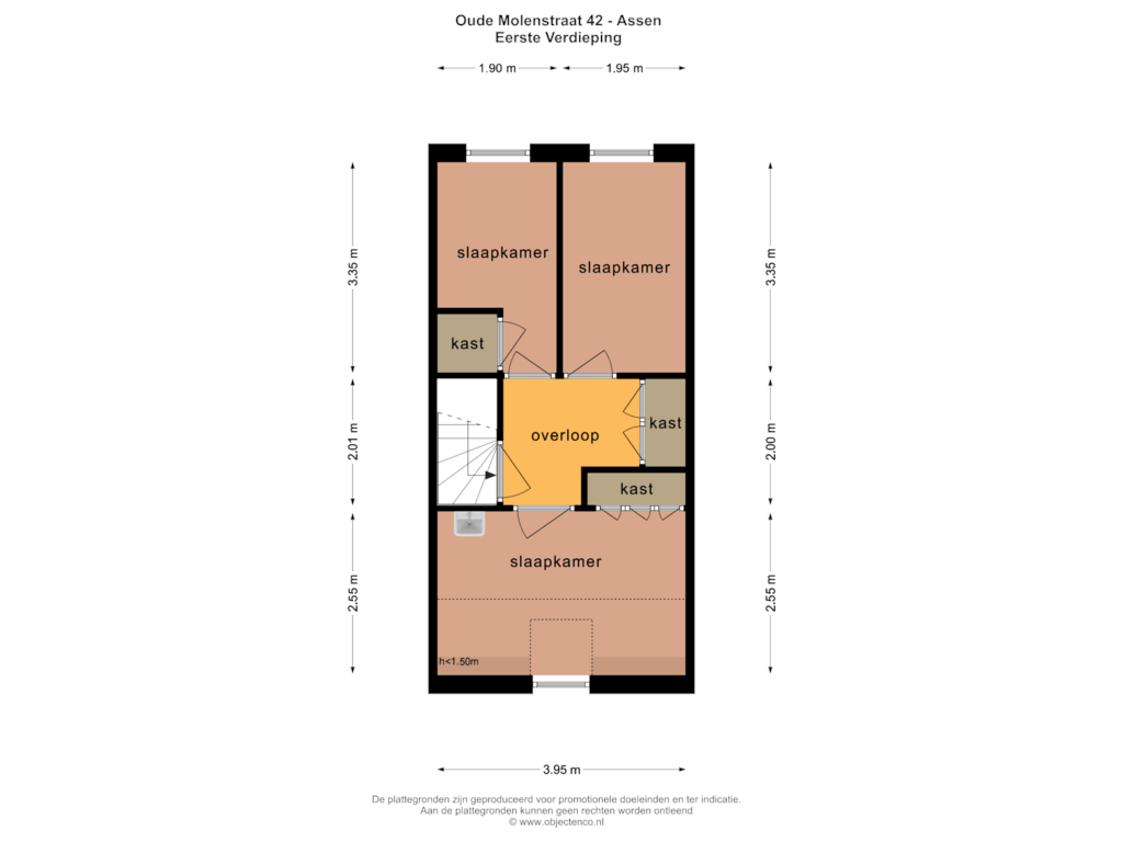 View floorplan of EERSTE VERDIEPING of Oude-Molenstraat 42