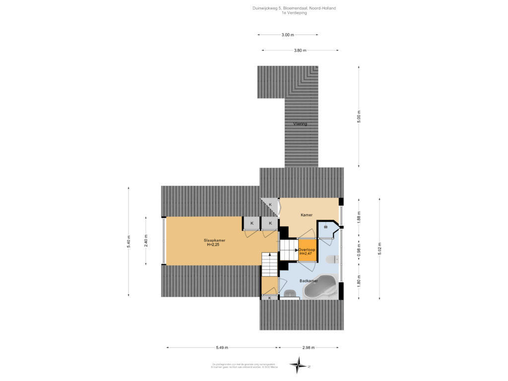 Bekijk plattegrond van 1e Verdieping van Duinwijckweg 5