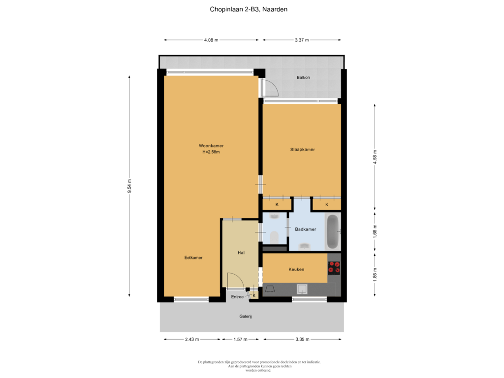 Bekijk plattegrond van Verdieping van Chopinlaan 2-B3