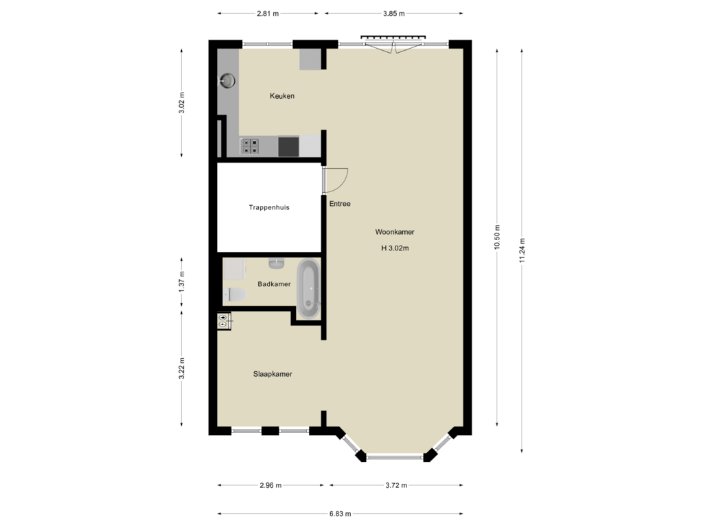 Bekijk plattegrond van Etage van Valeriusstraat 237-2