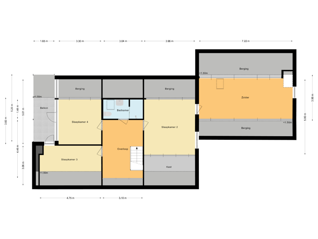 View floorplan of Eerste verdieping of Delfland 27