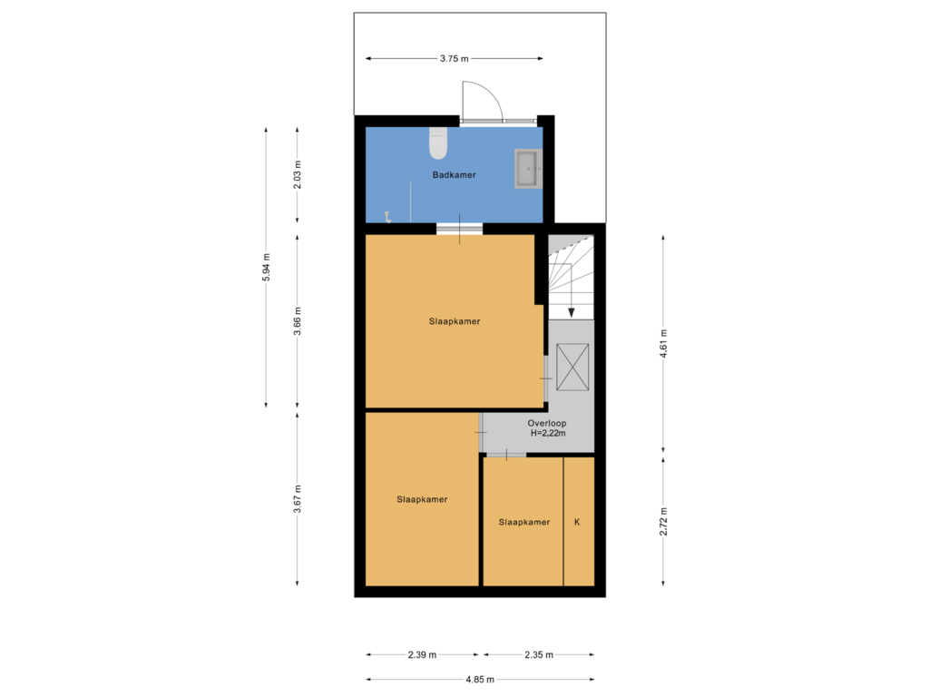 Bekijk plattegrond van Eerste verdieping van van Bennekomweg 41